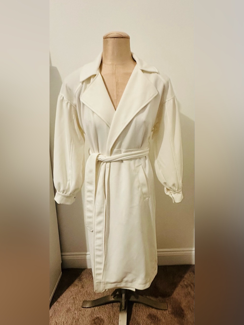 NWT Tahari Ivory Long Belted Coat/Dress